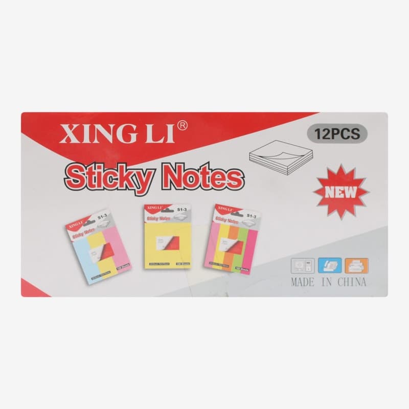 Multicolor Xingli Sticky Notes 3X3 Inch Pack Of 12 Pcs