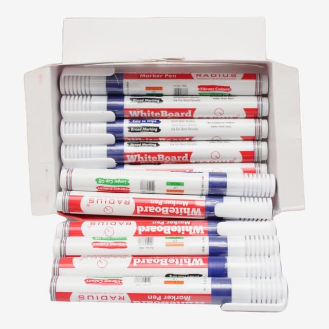 Multicolor Color Radius Whiteboard Marker Pen (Blue Ink) Pack Of 12
